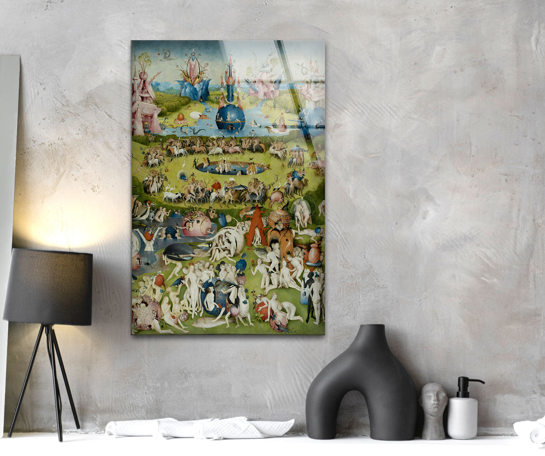 The Garden of Earthly Delights Hieronymus Bosch Glass Wall Art  photo print on glass, prints on glass wall art
