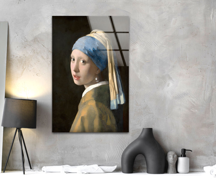 Girl with Pearl Earrings Johannes Vermeer Glass Wall Art photo print on glass, prints on glass wall art
