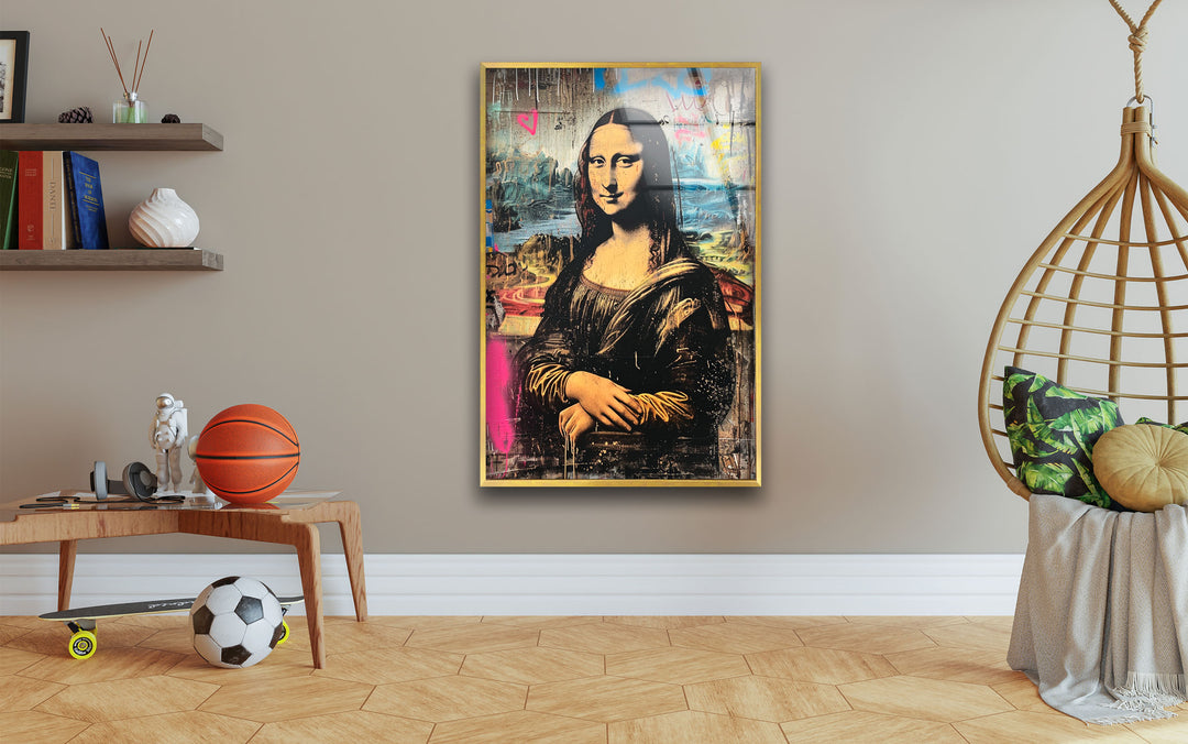 Mona Lisa Pop Art Glass Wall Art glass pictures for Wall, glass prints wall art