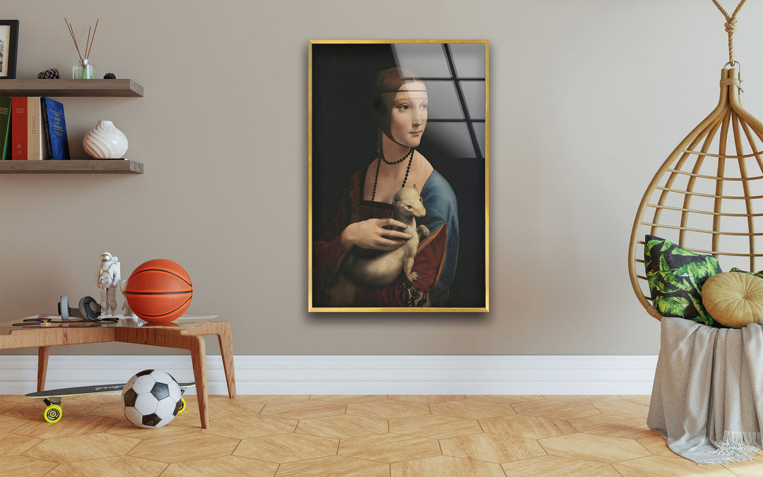 Lady with an Ermine Leonardo da Vinci Glass Wall Art print on glass, glass printed photos
