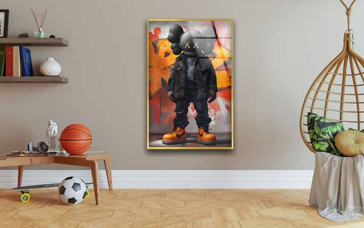 Kaws Orange Glass Wall Art