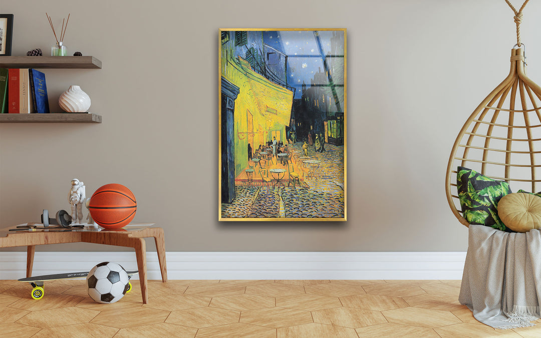 Café Terrace at Night Vincent van Gogh Glass Wall Art art glass wall art, glass wall art pictures
