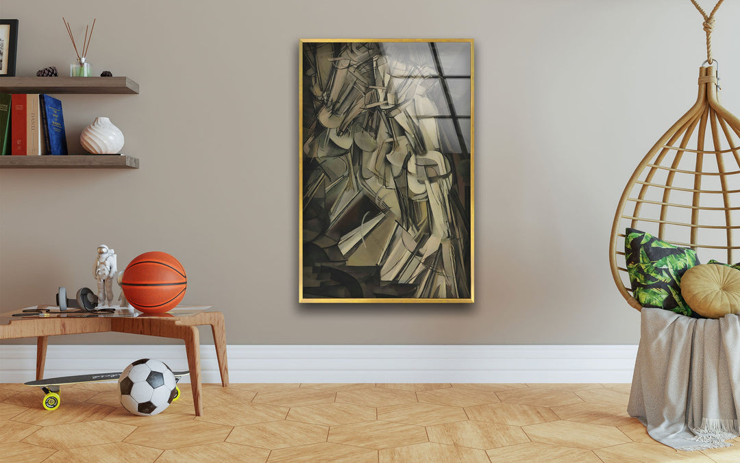 Nude Descending a Staircase No.2 Marcel Duchamp Glass Wall Art custom glass photo prints, large glass prints
