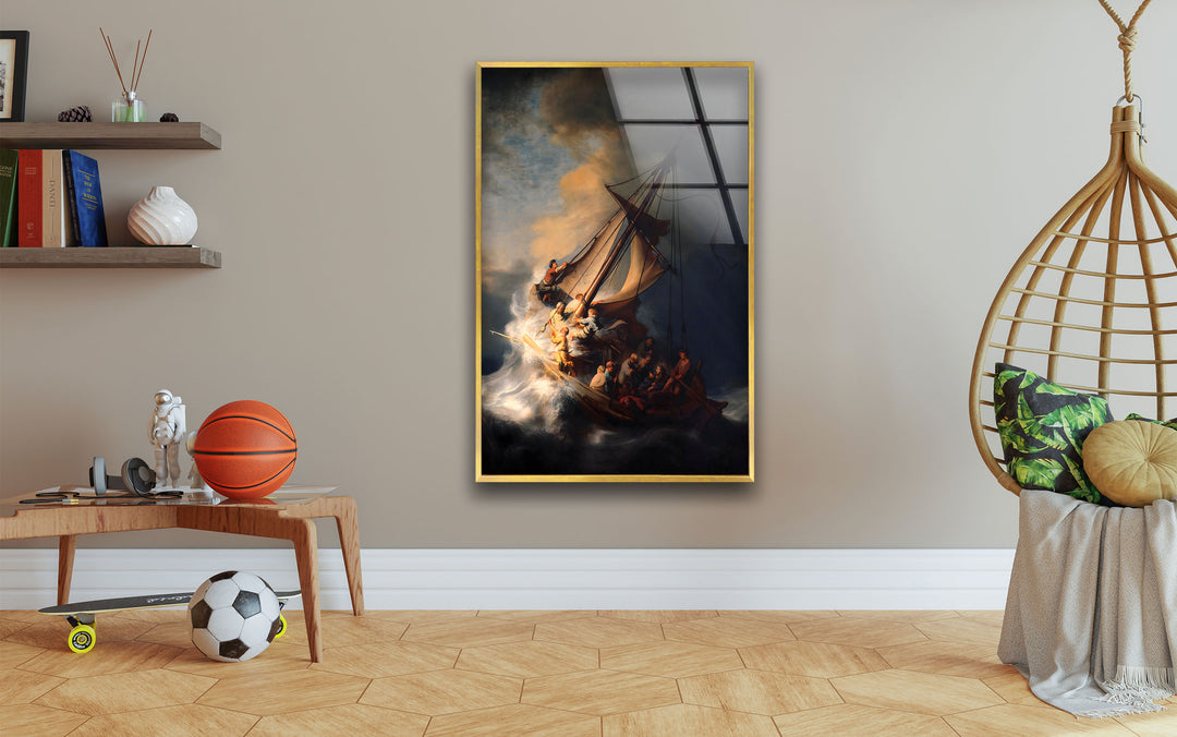 Storm in the Sea of Galilee Rembrandt Glass Wall Art glass art painting, glass art for the Wall
