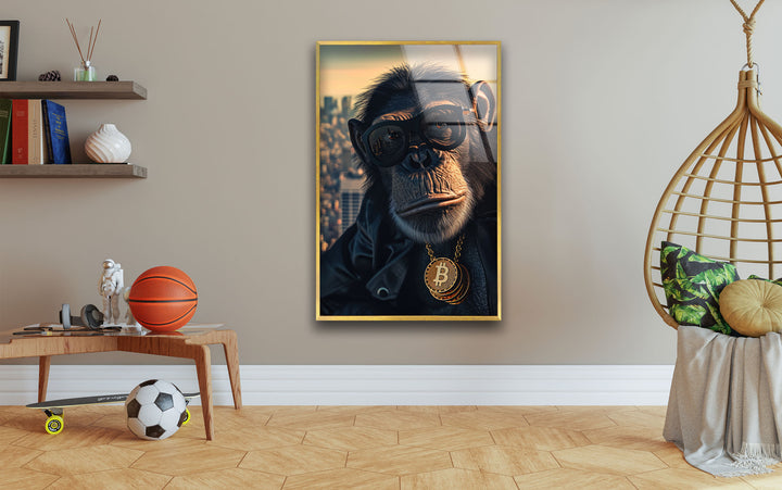 Monkey with Dollars Tempered Glass Wall Art - MyPhotoStation