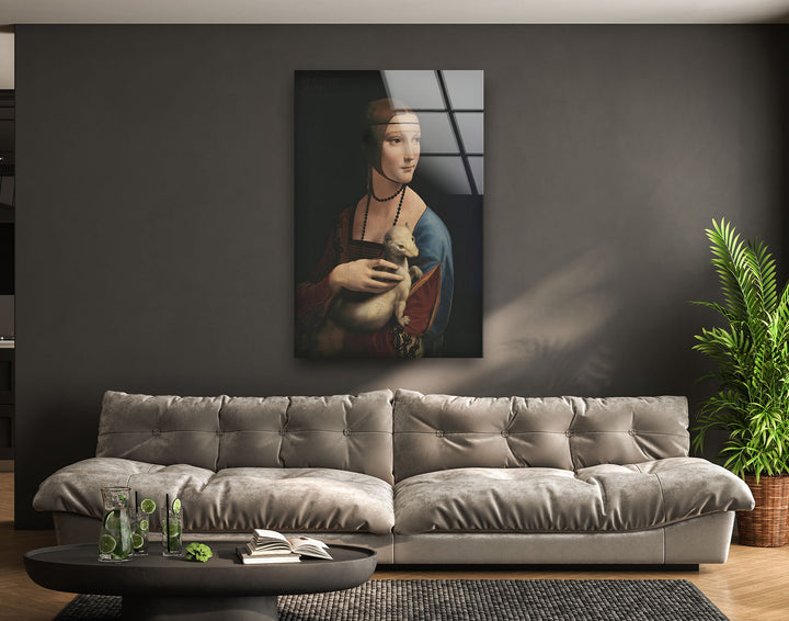 Lady with an Ermine Leonardo da Vinci Glass Wall Art photo print on glass, prints on glass wall art
