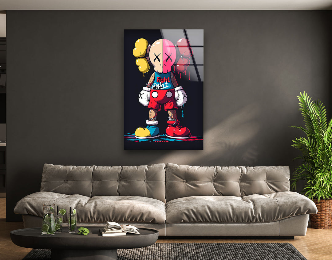 Kaws Fighter Glass Wall Art glass image printing, glass prints from photos