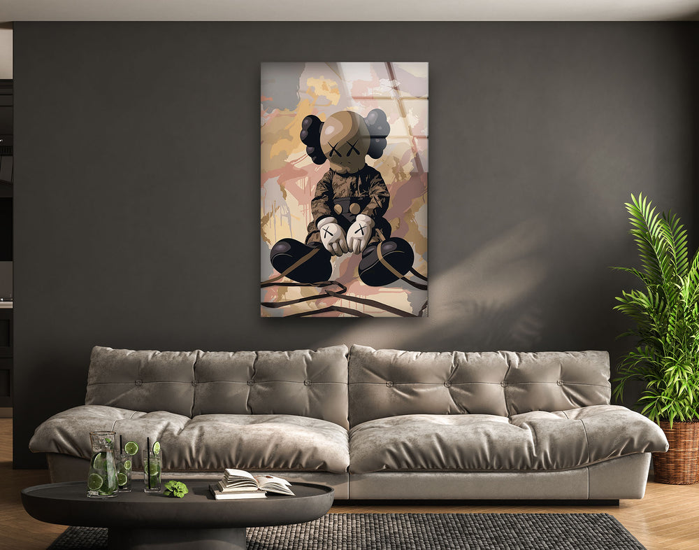 Kaws Pale Glass Wall Art custom glass pictures, glass art prints