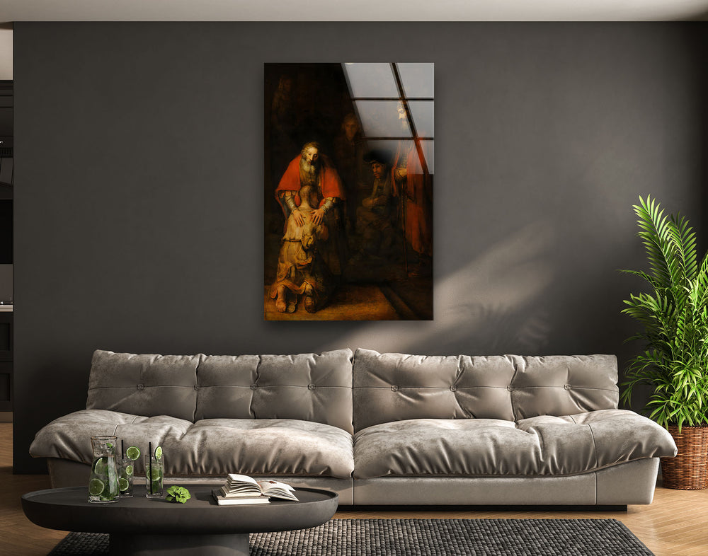 Return of the Prodigal Son Rembrandt Glass Wall Art Glass Printing Wall Art, Print photos on glass
