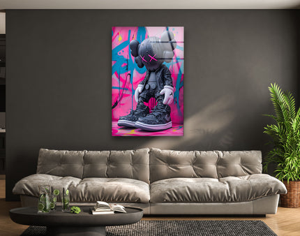 Kaws Wears Nike Glass Wall Art