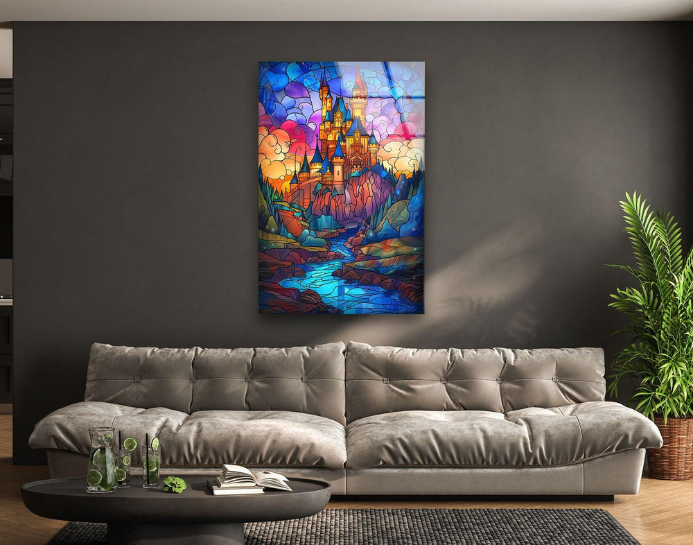 Colored Stained Castle Glass Wall Art Glass Printing Wall Art, Print photos on glass
