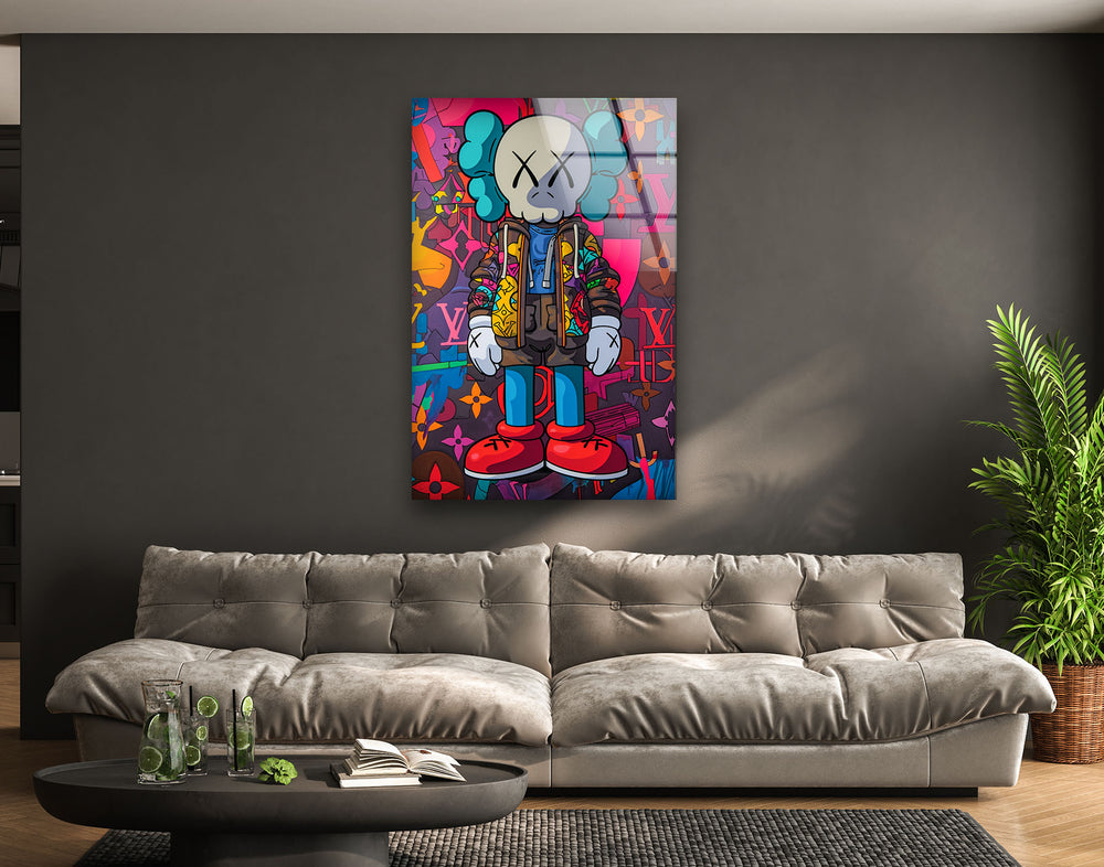 Kaws Colored Glass Wall Art glass art painting, glass art for the Wall