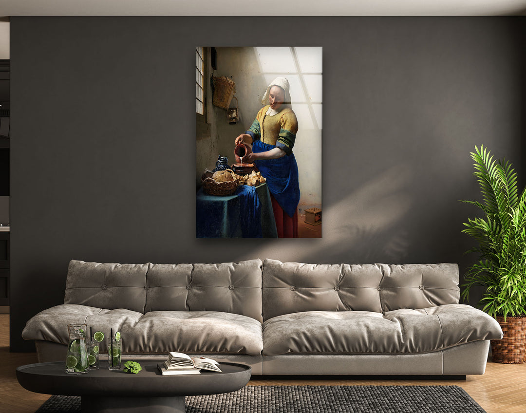 The Milkmaid Johannes Vermeer Glass Wall Art glass art painting, glass art for the Wall
