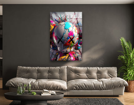 Kaws Colored Painting Glass Wall Art