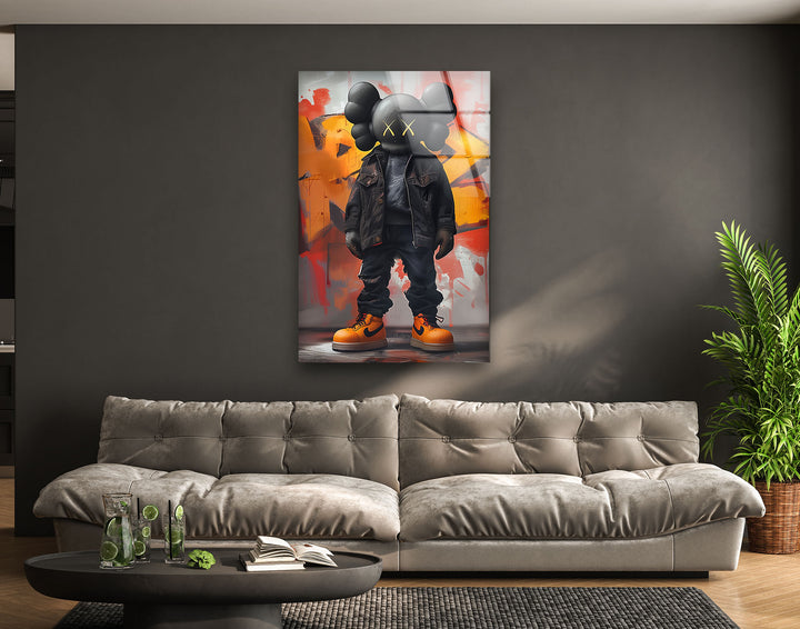 Kaws Orange Glass Wall Art