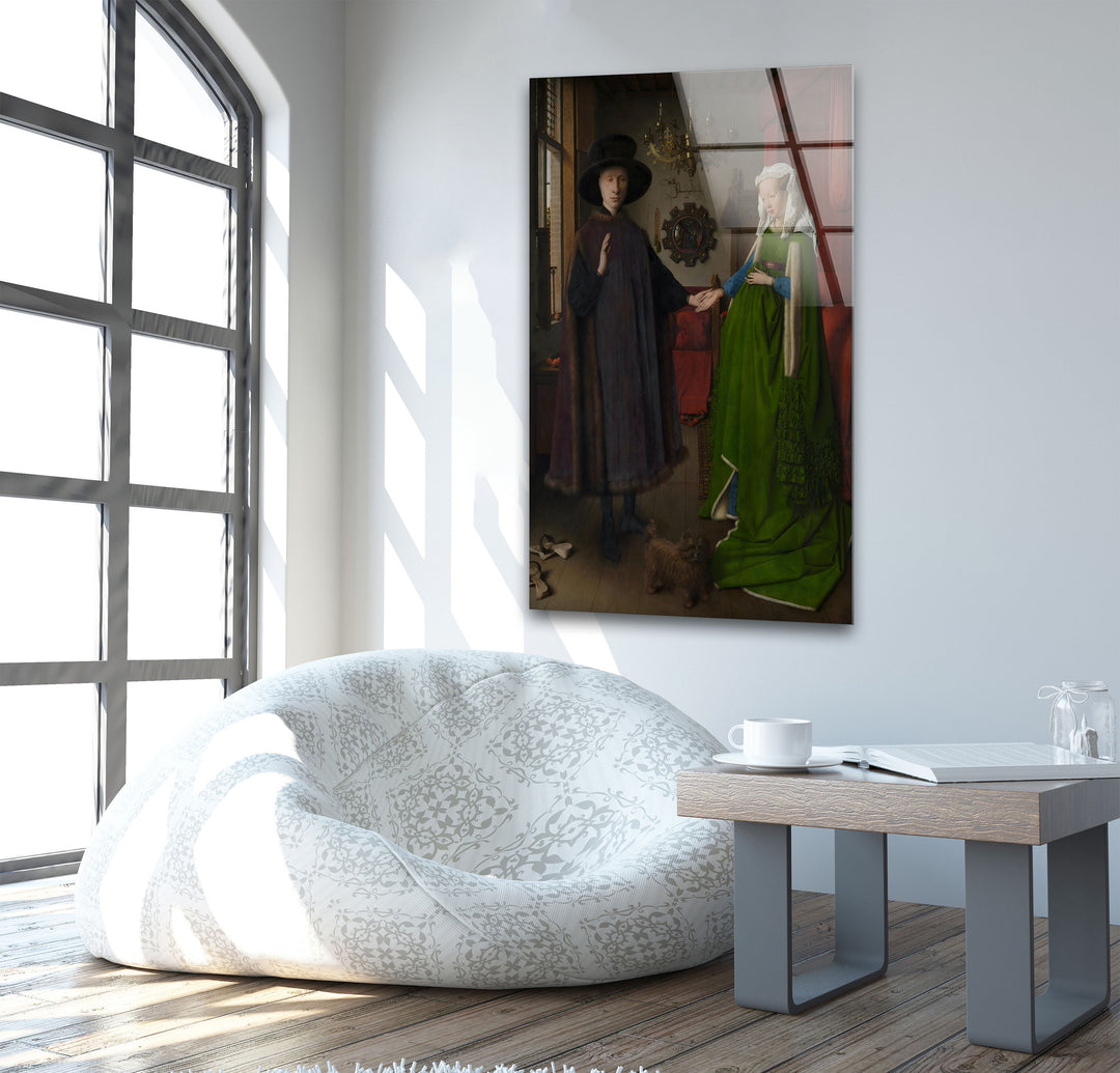 The Arnolfini Portrait Jan van Eyck Glass Wall Art photo print on glass, prints on glass wall art
