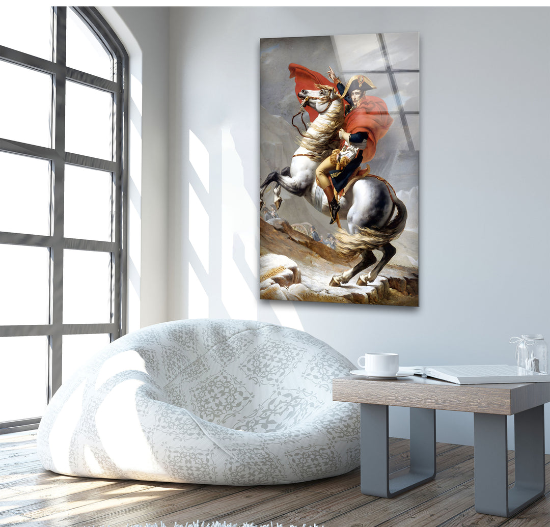 Napoleon Crossing the Alps Jacques-Louis David Glass Wall Art glass wall decor, glass wall art decor
