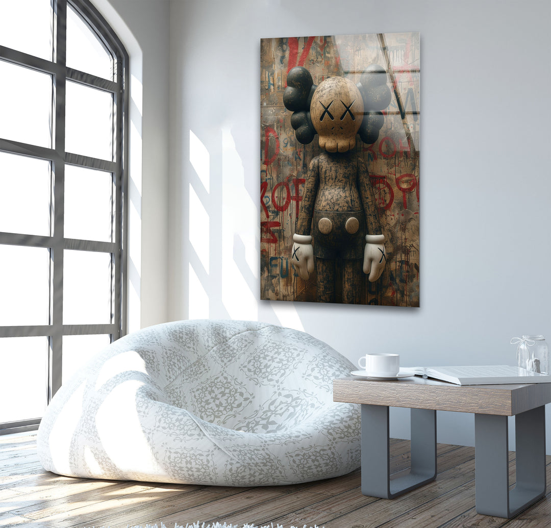 Kaws Brown Glass Wall Art glass wall decor, glass wall art decor