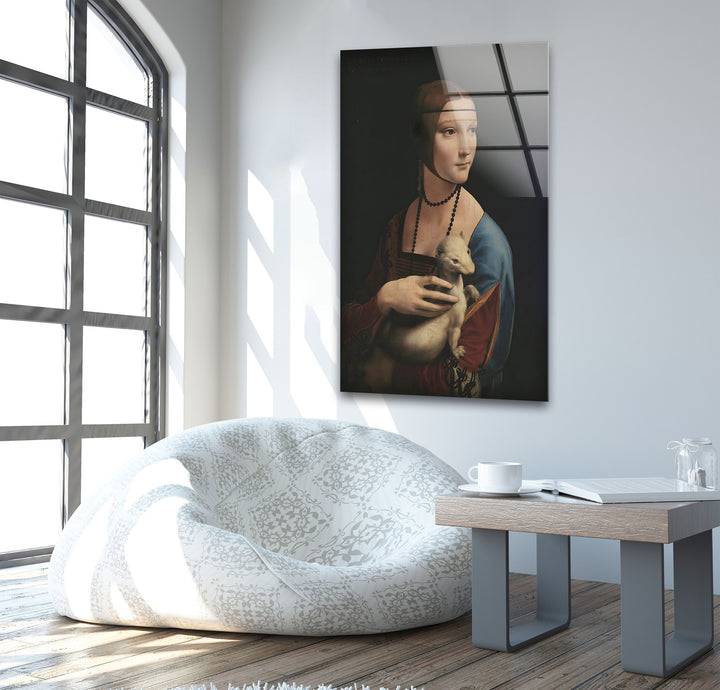 Lady with an Ermine Leonardo da Vinci Glass Wall Art print picture on glass, Tempered Glass Wall Art
