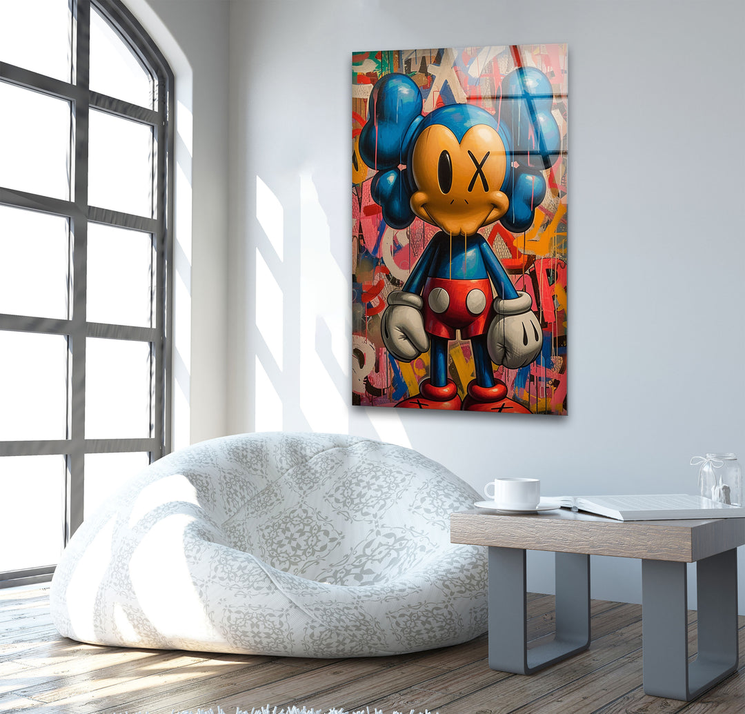 Kaws Boxer Glass Wall Art glass pictures for Wall, glass prints wall art