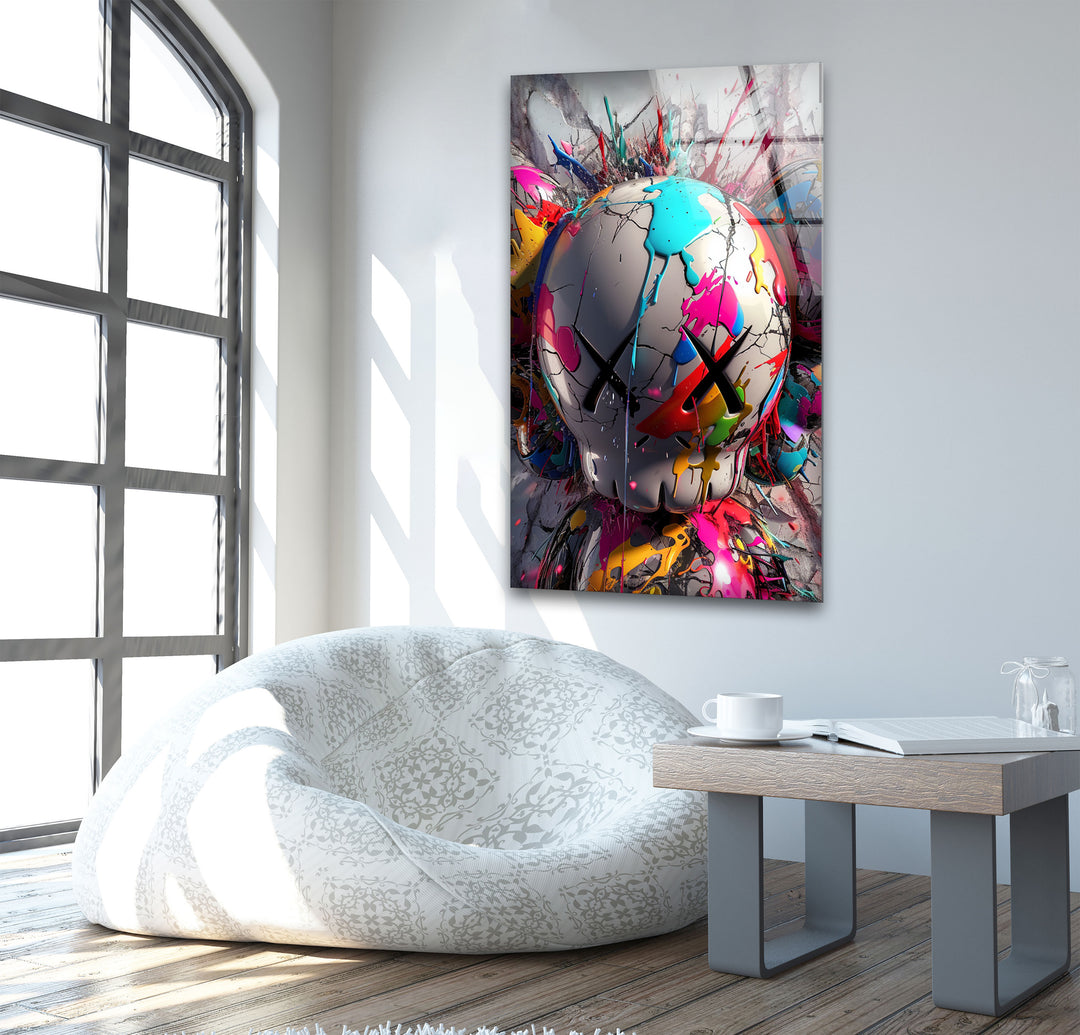 Kaws Colored Painting Glass Wall Art art glass wall art, glass wall art pictures