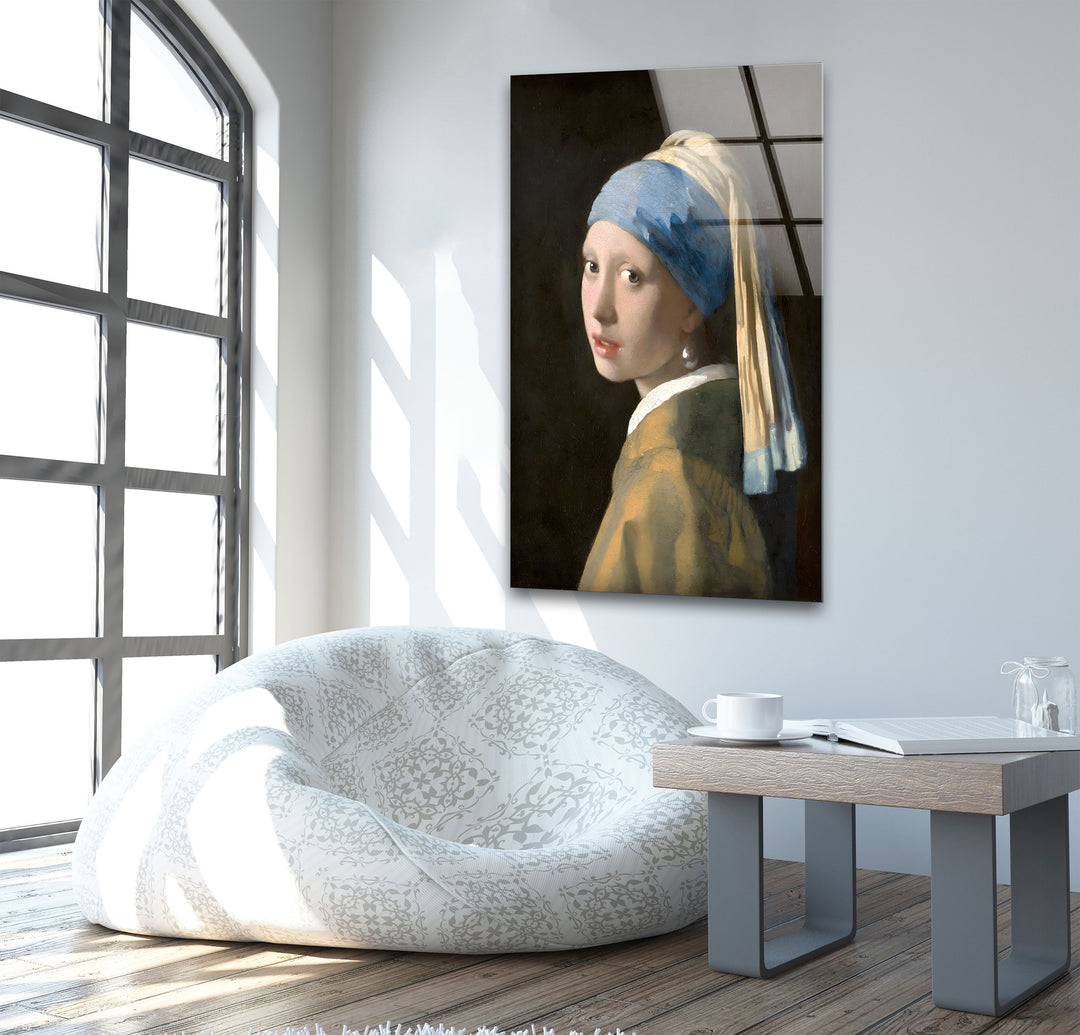 Girl with Pearl Earrings Johannes Vermeer Glass Wall Art glass art painting, glass art for the Wall
