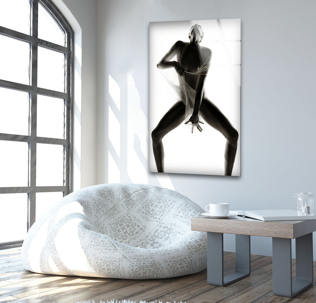 Sophisticated erotic nude art for contemporary glass wall decor
