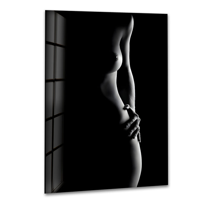 Glass wall art featuring captivating erotic nude and sexy artistic elements
