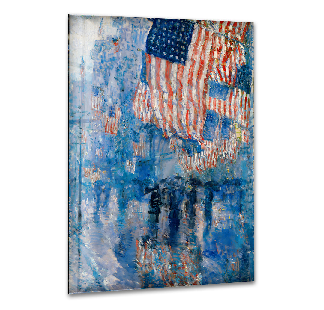 The Avenue in the Rain Childe Hassam Glass Wall Art glass wall decor, glass wall art decor
