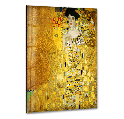 Portrait of Adele Bloch-Bauer I Gustav Klimt Glass Wall Art glass pictures for Wall, glass prints wall art
