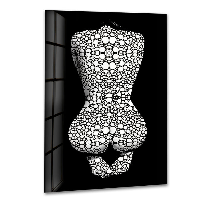 Erotic Woman in Black and White Glass Wall Art