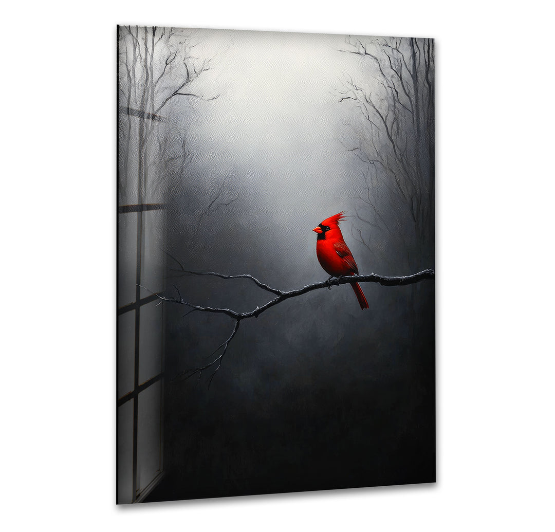 Lonely Red Goldfinch Glass Wall Art art glass wall art, glass wall art pictures
