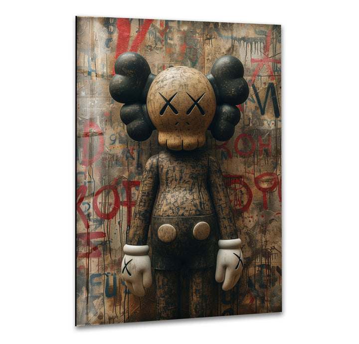 Kaws Brown Glass Wall Art glass image printing, glass prints from photos