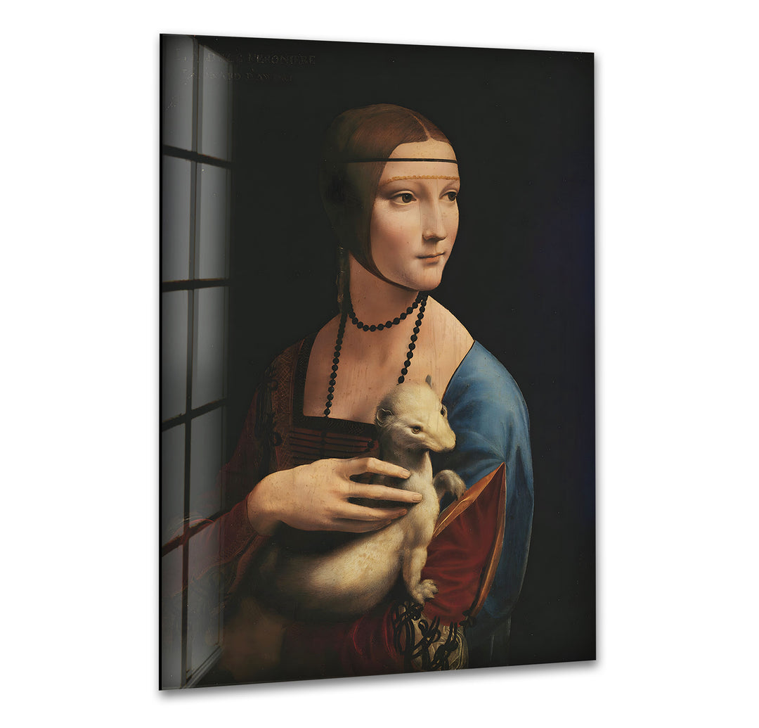 Lady with an Ermine Leonardo da Vinci Glass Wall Art custom glass pictures, glass art prints
