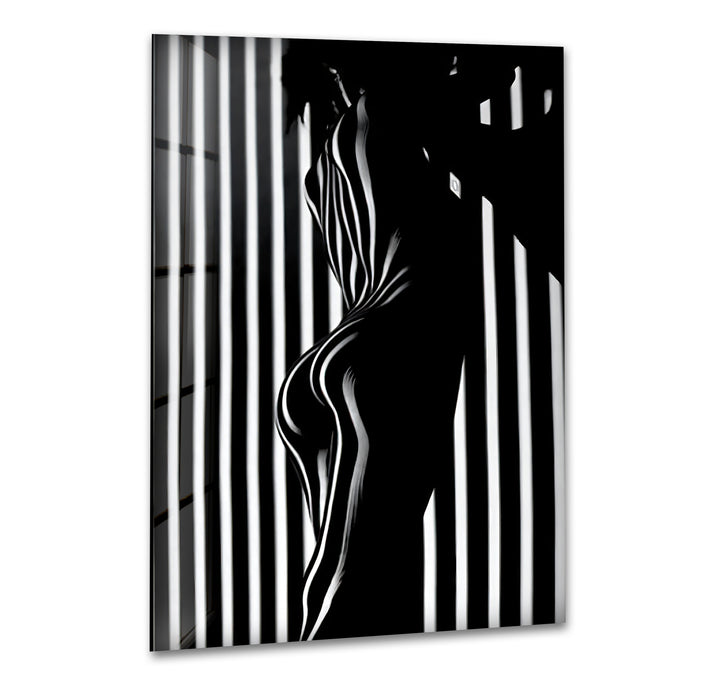 Sexy art blending erotic nude drawings with bold glass wall art
