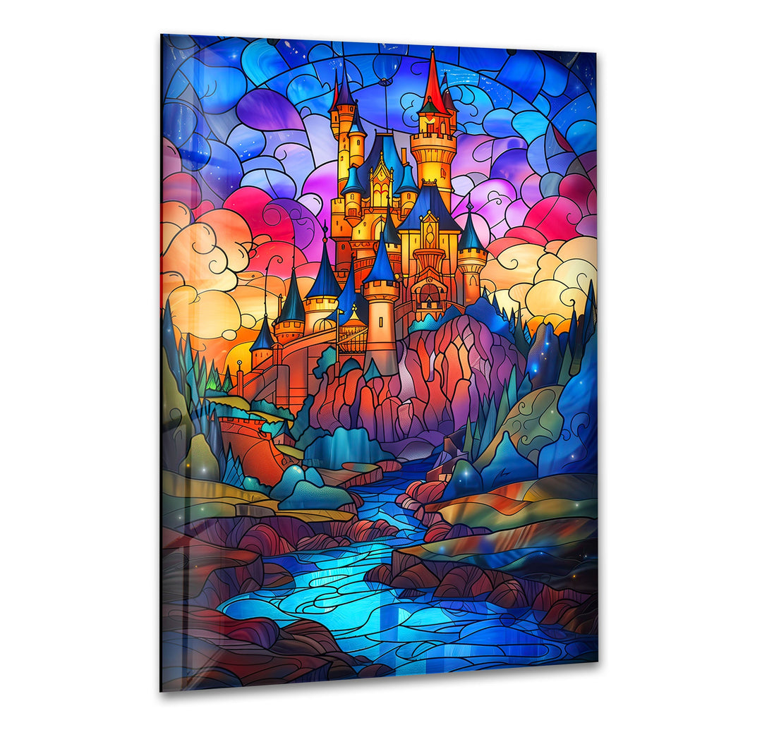 Colored Stained Castle Glass Wall Art art glass wall art, glass wall art pictures
