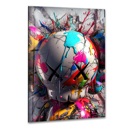 Kaws Colored Painting Glass Wall Art glass art painting, glass art for the Wall