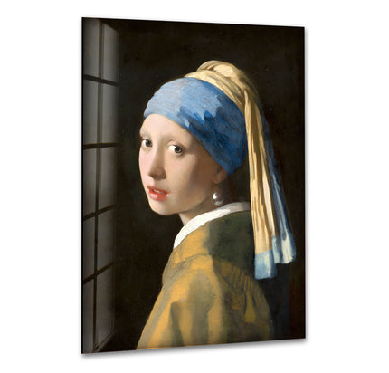 Girl with Pearl Earrings Johannes Vermeer Glass Wall Art print picture on glass, Tempered Glass Wall Art
