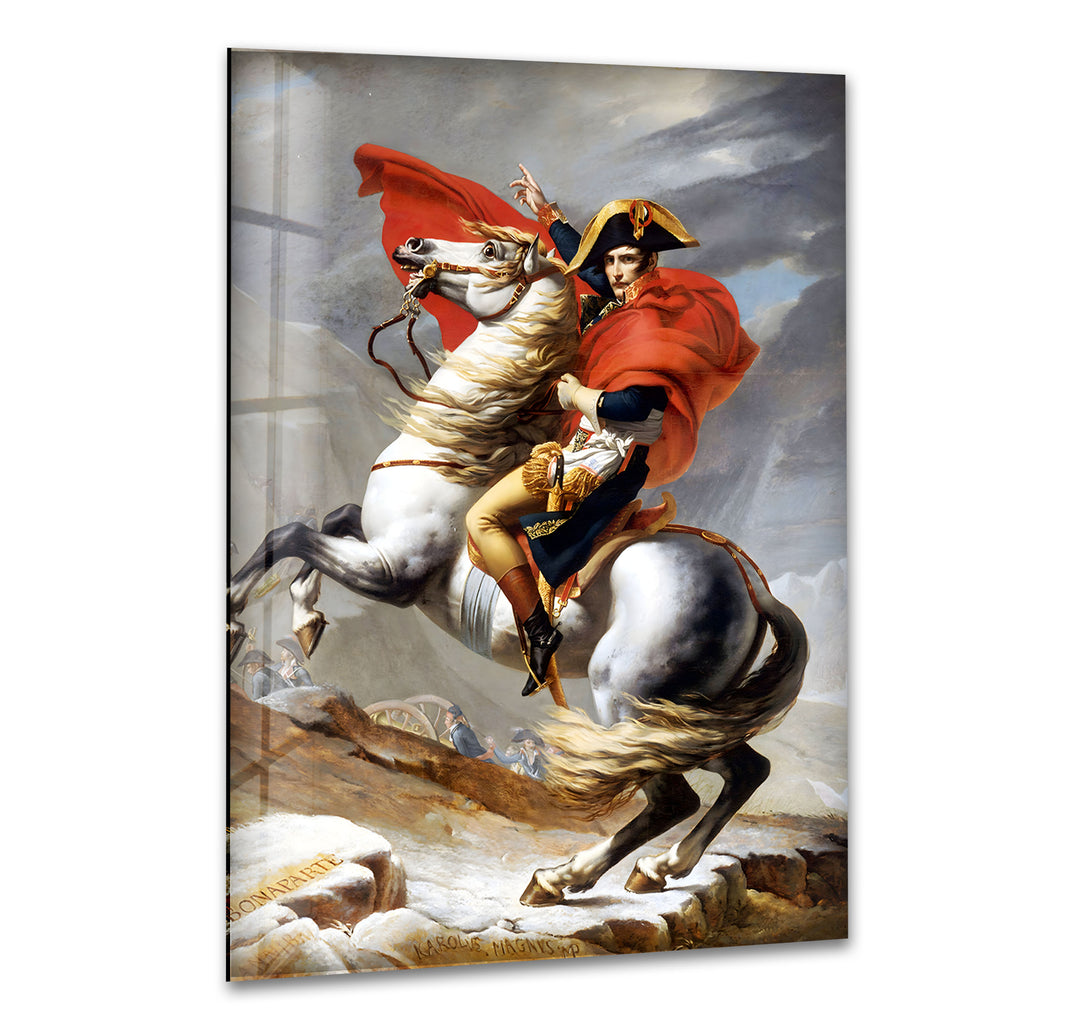 Napoleon Crossing the Alps Jacques-Louis David Glass Wall Art glass image printing, glass prints from photos
