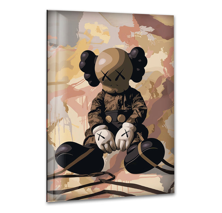 Kaws Pale Glass Wall Art glass pictures for Wall, glass prints wall art