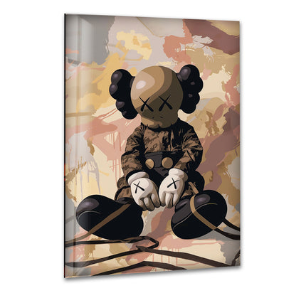 Kaws Pale Glass Wall Art glass pictures for Wall, glass prints wall art