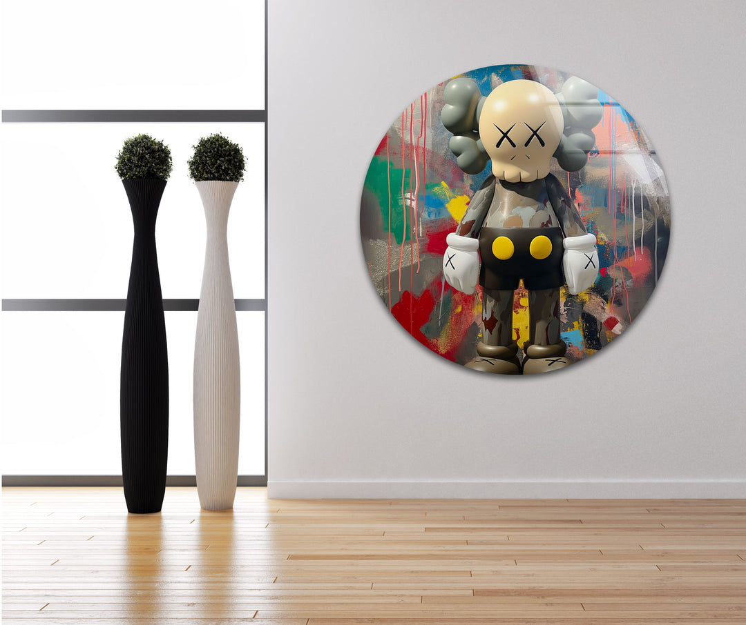 Kaws Grey Glass Wall Art large glass photo prints, glass wall photos