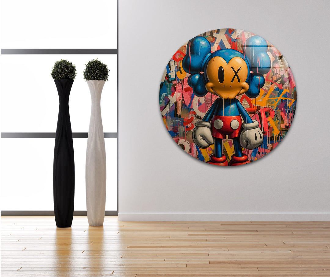 Kaws Boxer Glass Wall Art custom glass pictures, glass art prints