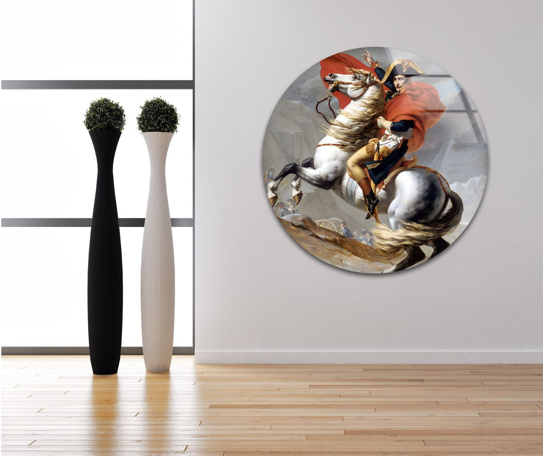 Napoleon Crossing the Alps Jacques-Louis David Glass Wall Art stained glass wall art, stained glass wall decor
