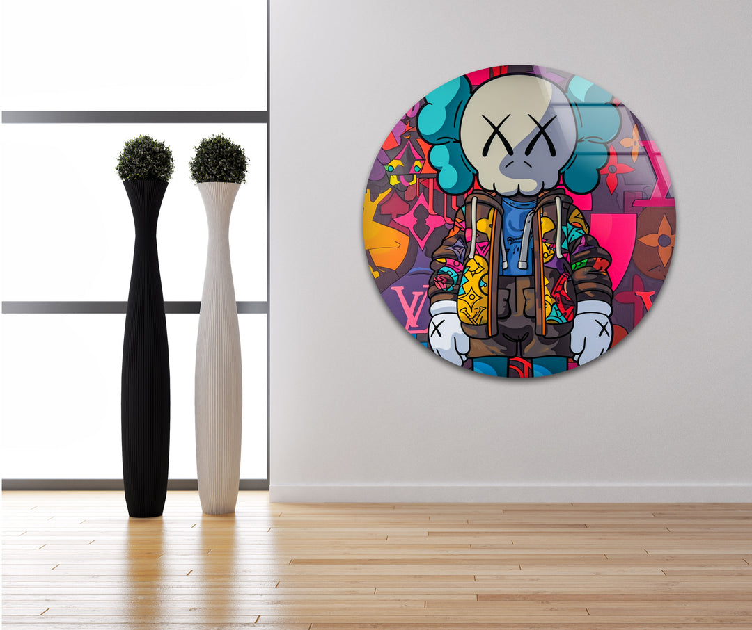 Kaws Colored Glass Wall Art Glass Printing Wall Art, Print photos on glass