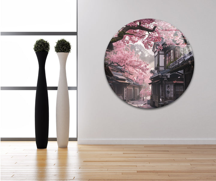 Japanese Sakura Glass Wall Art