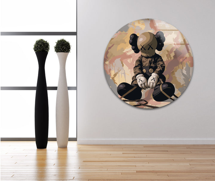 Kaws Pale Glass Wall Art photo print on glass, prints on glass wall art