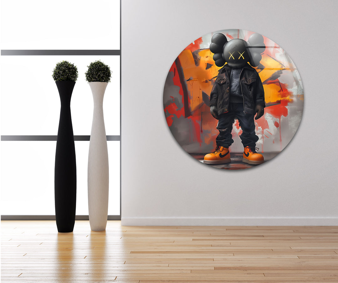 Kaws Orange Glass Wall Art