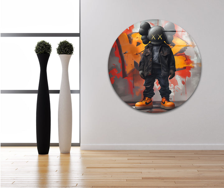 Kaws Orange Glass Wall Art