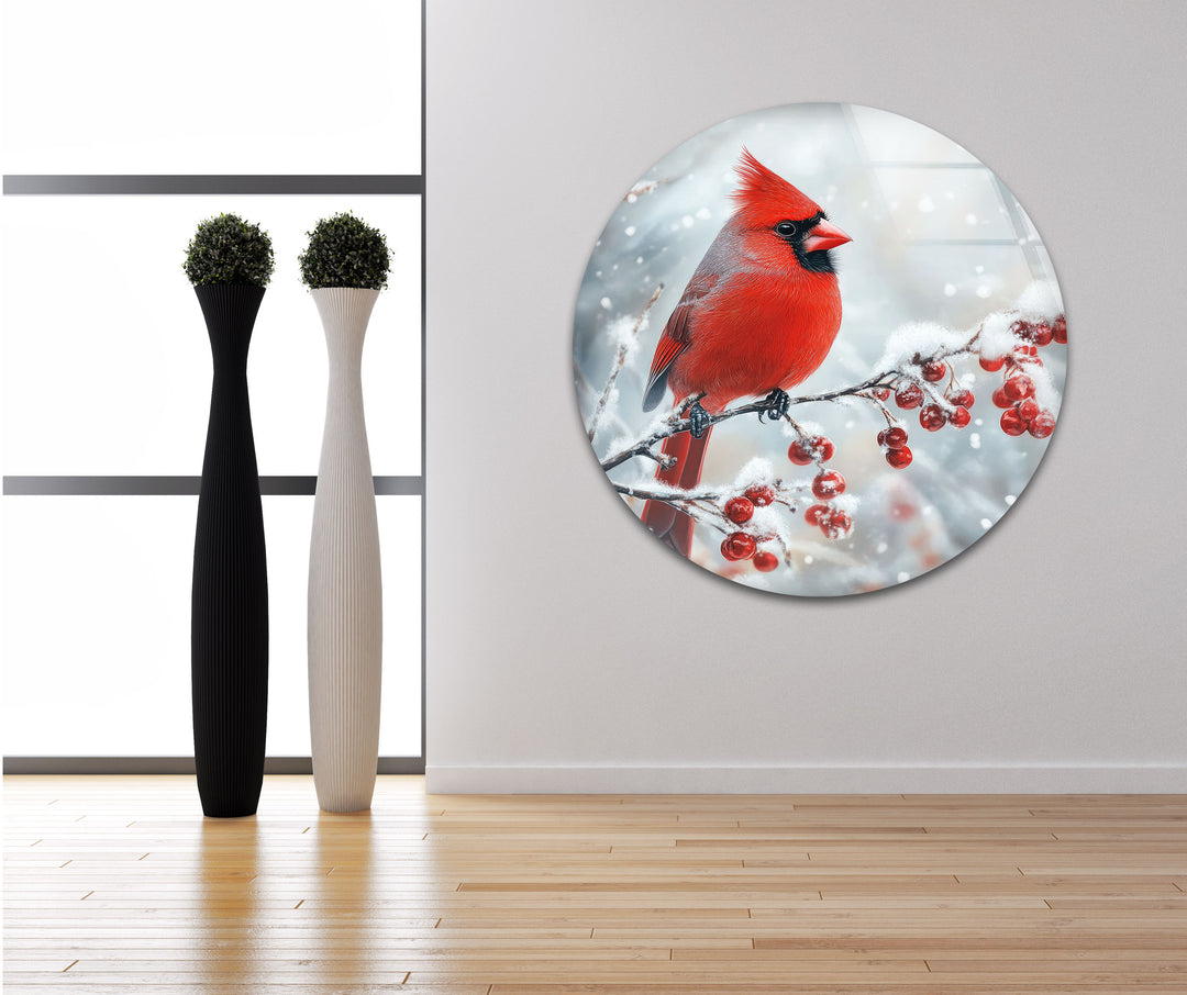 Snowy Goldfinch Glass Wall Art glass art painting, glass art for the Wall
